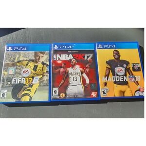 Playstation 4 PS4 FIFA 17 NBA 2K17 Madden NFL 19 Video Games Lot